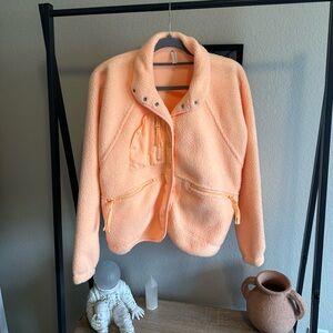 Free People Peach Cozy Fleece Jacket, size Small